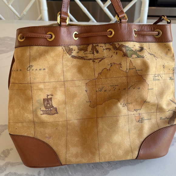 Vintage Alviero Martini bag new w/ tag attached map leather made in Italy $392 - Picture 15 of 17